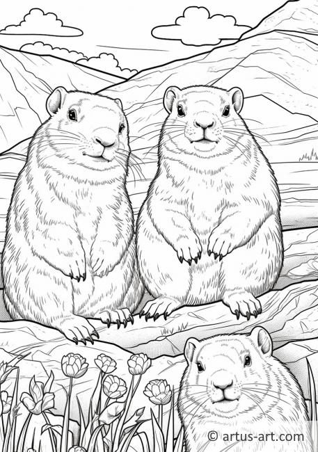 Page de coloriage de marmottes